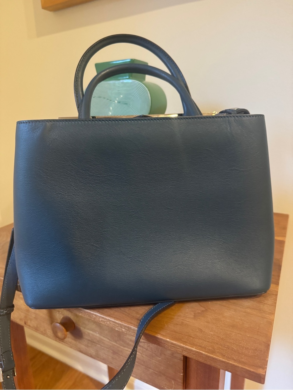 Fendi 2Jours Petite Blue Leather Top-Handle Crossbody Bag - Picture 2 of 16